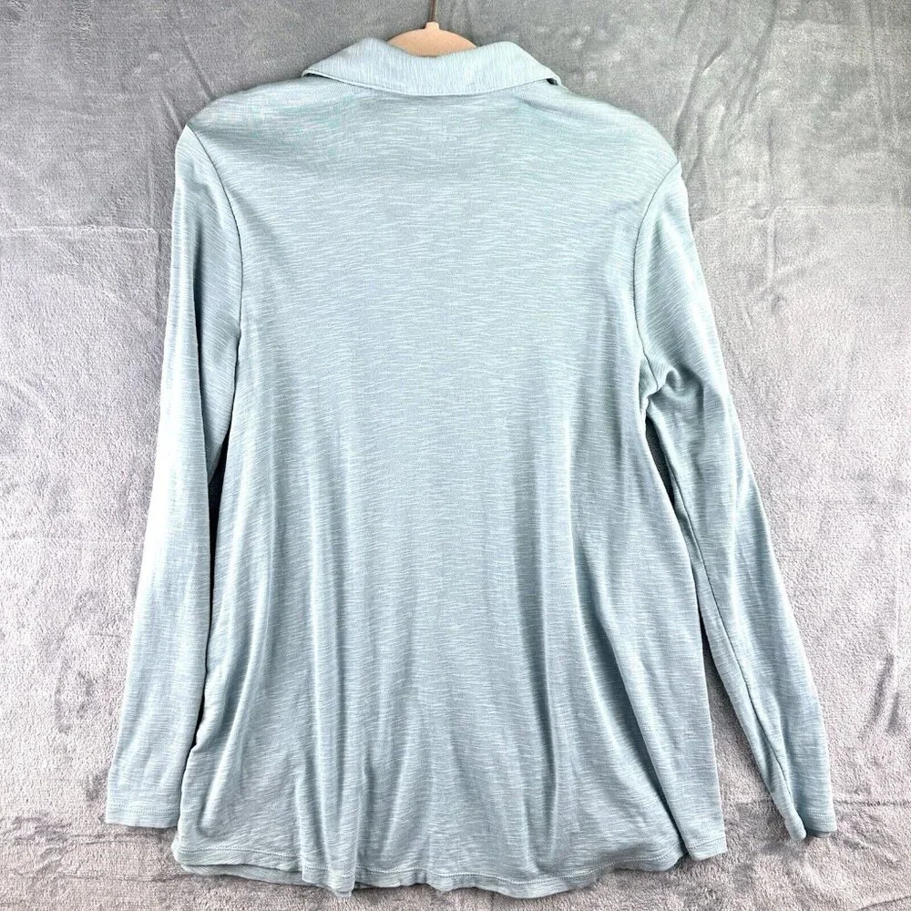 J Jill Pima Center-Pleat Tunic Top Women’s Size Medium LS Blue 100% Pima Cotton - Picture 8 of 9